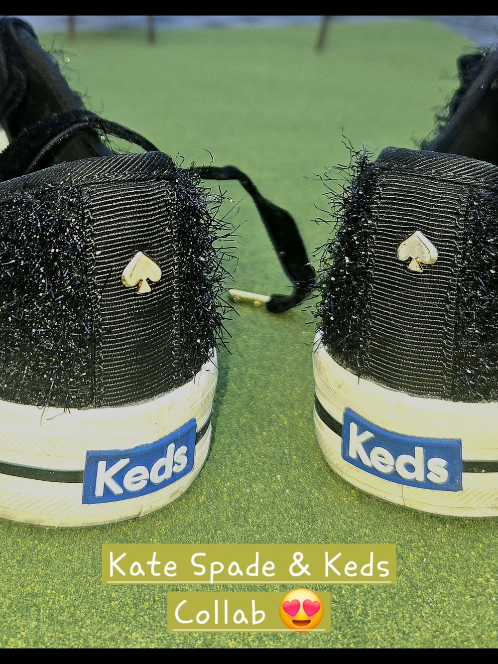 KEDS Kate Spade Anthropologie 6½ Kickstart Black Sparkle Tinsel Fuzzy SPARKLE - Picture 3 of 16